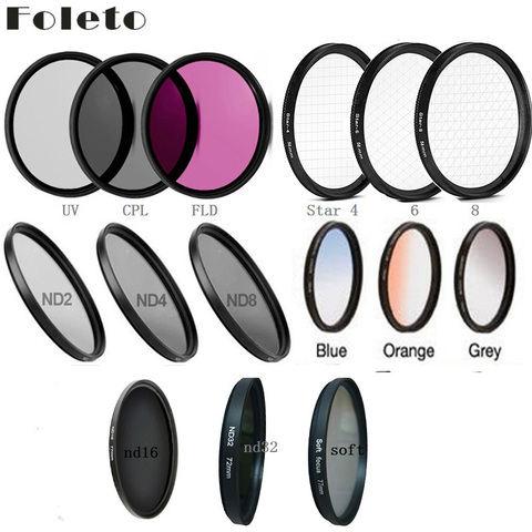 Foleto lente filtro UV CPL FLD ajusta y Color estrella filtros para Canon, Nikon cámara Sony NEX 500d 600d 700d 1300d 6d t5i D5300 D90 D7000 ► Foto 1/6