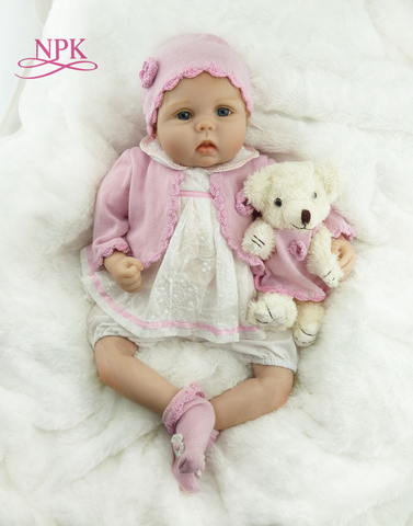NPK-Muñeca de juguete para niños y niñas, juguete de cuerpo de tela suave de silicona con tacto real de 55cm, muñecos recién nacidos ► Foto 1/6