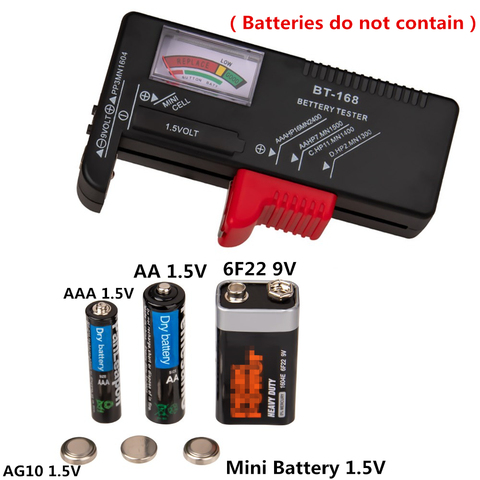 Comprobador de voltios de batería Digital BT-168 para Pila de botón 9V 1,5 V recargable AAA AA C D prueba de batería Universal ► Foto 1/6
