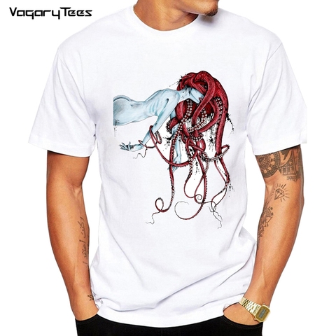 Gran oferta de nueva moda de Septoid diseño hombres camiseta Camiseta de manga corta Tops para geeks chica Punk pulpo pelo estampado de arco iris Hipster camiseta ► Foto 1/3