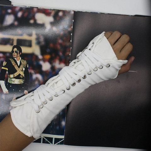 MJ Michael Jackson collection-guante de algodón, protector de brazo ajustable, color blanco y negro, Punk, para espectáculo y fiesta ► Foto 1/6