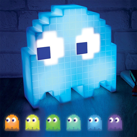 Halloween Luminarias de dibujos animados de cambio de Color dj Led Mini USB luz de noche de 8 bits Luz de humor píxel pacman niño bebé suave lámpara dormitorio iluminación lampara led infantil lampara estrella ► Foto 1/6