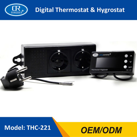 RINGDER THC-221 Digital controlador de temperatura humedad regulador Hygrothermostat termo-hygrostat de efecto invernadero terrario para reptiles ► Foto 1/6
