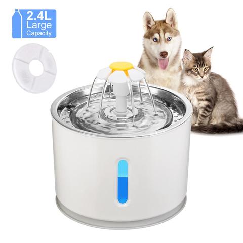 Dispensador de agua potable automático para mascotas, fuente del gato, LED eléctrico, alimentador de gatos, filtro de bebida alimentado por USB ► Foto 1/6