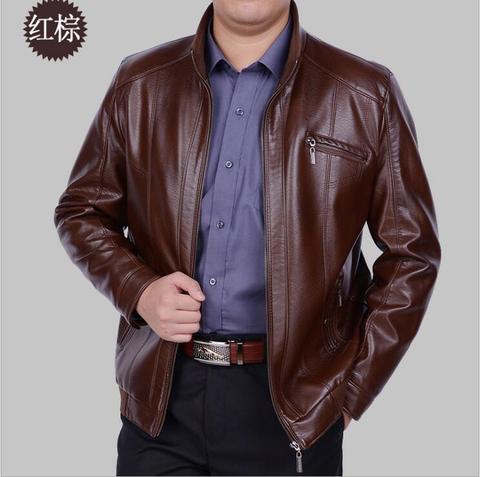 Chaqueta de piel de oveja para hombre Abrigos motocicleta cuero genuino nuevo cuello de banda de piel de oveja de alta calidad chaqueta M-4XL ► Foto 1/6