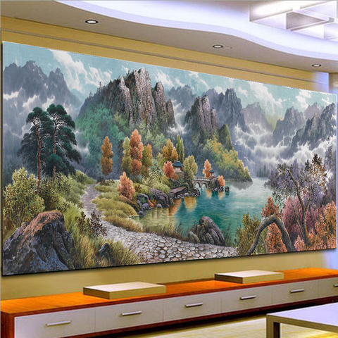 Pintura de paisaje redonda completa 5D, pintura de diamante artesanal, punto de cruz bordado 3D, decoración del hogar, regalo, pintura de paisaje ► Foto 1/6