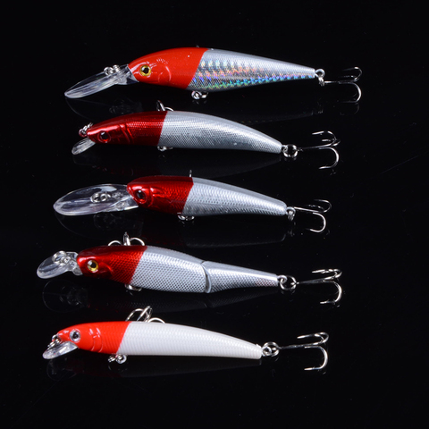 Nuevo 5 unids/lote realista pesca señuelo de pesca mezclado 5 modelos cebos duros de 5 colores señuelo de pesca Wobblers aparejos de pesca con 3D los ojos ► Foto 1/6