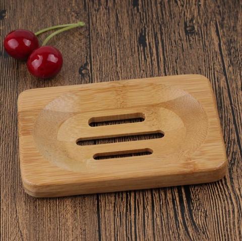 De madera Natural de bambú plato de jabón de madera de soporte de bandeja de jabón rejilla para guardar jabón plato caja de contenedor para ducha de baño ► Foto 1/4