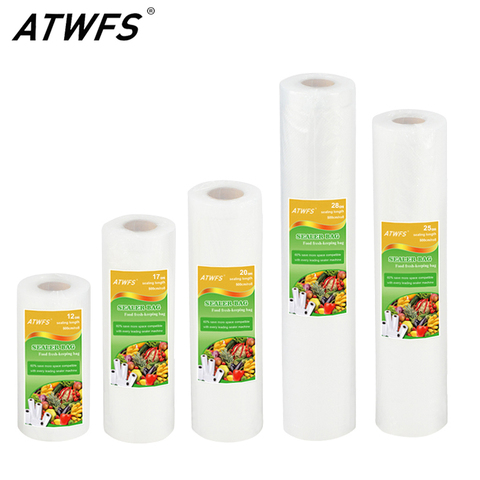 ATWFS-Bolsa de vacío para envasado de alimentos sellador al vacío de alimentos, bolsas para mantener los productos frescos, 12/17/20/25/28cm * 500cm, 1 rollo ► Foto 1/5