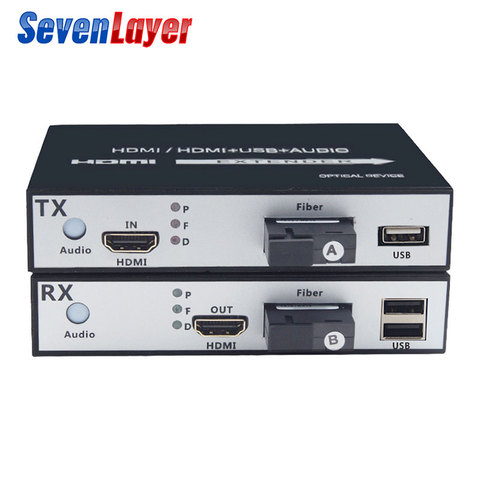 Convertidor hdmi a fibra óptica 1080P HDMI extensor de vídeo de fibra óptica KVM (HDMI + USB) a ratón de fibra y teclado comprimido ► Foto 1/6