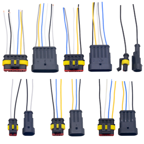Kit de toma de conexión eléctrica impermeable para coche, 1 unids/lote, 1,5 conectores, 1/2/3/4/ 5/6P, con indicador de cable AWG ► Foto 1/5