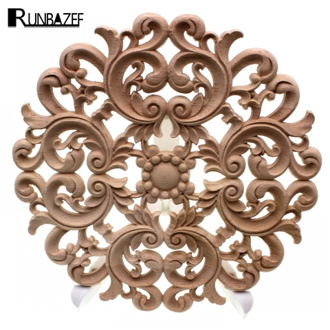 RUNBAZEF-Lote de apliques de madera Natural para tallado de muebles, molduras de madera sin pintar, calcomanía decorativa Vintage para el hogar ► Foto 1/6