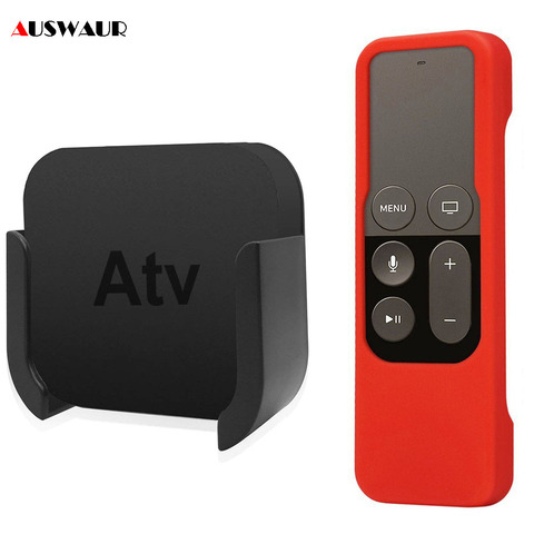 Soporte de montaje en pared para Apple TV 4th 5th Gen, soporte para reproductor multimedia, soporte de cuna + controlador, funda protectora de silicona ► Foto 1/6