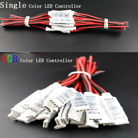 Controlador LED de 12V Mini, 3 teclas, un solo Color RGB, atenuador de brillo para tira led 3528 5050, Envío Gratis, venta al por mayor, 1 ud. ► Foto 1/6