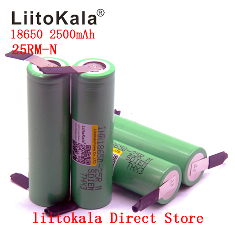 100% nueva marca 18650 2500 mAh batería recargable 3,6 V INR18650 25R M 20A descarga + DIY níquel ► Foto 1/5
