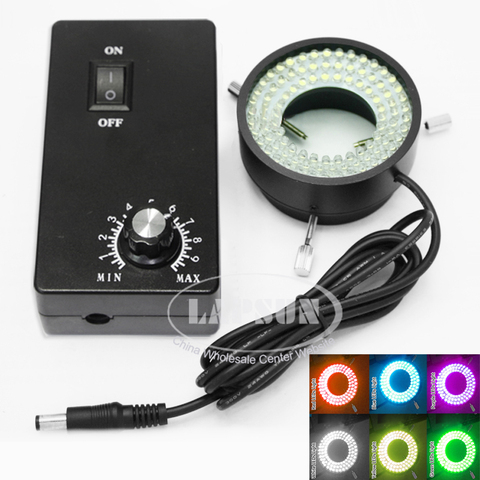 Iluminador ajustable de 96 Anillo de luz LED para cámara industrial, lupa de microscopio estéreo, blanco, rojo, amarillo, azul, verde, púrpura ► Foto 1/6