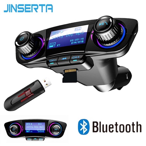 JINSERTA Mini Bluetooth MP3 jugador con transmisor de FM pantalla LED de manos libres TF tarjeta USB coche MP3 jugador ► Foto 1/6