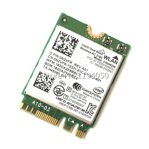 Intel 3160 3160NGW inalámbrica de banda Dual AC + Bluetooth4.0 NGFF tarjeta wifi 802.11AC inalámbrico Linux Win7 Win8 Win10 ► Foto 1/1