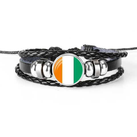 Brazalete con bandera nacional de África Occidental para hombre, pulsera de cuero con cabujón de cristal, Benín, Arabia Saudita, Cabo VERDE, TOGO, África occidental ► Foto 1/6