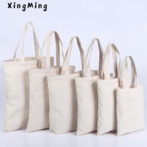 XINGMING bolsos de mano de alta calidad para hombres y mujeres bolsas de lona reutilizables de algodón para comestibles bolsa de compras de alta capacidad ► Foto 1/6