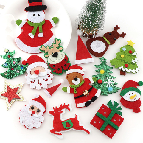 Parches de aplique de árbol de Navidad de tela no tejida, decoración artesanal, apliques hechos a mano, adornos navideños para el hogar ► Foto 1/6