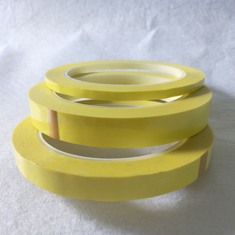 Cinta de aislamiento adhesivo amarillo para transformador, envoltura de bobina de condensador de Motor, antillama, elegir entre 5mm y 18mm de ancho, 66M de largo/rollo ► Foto 1/4