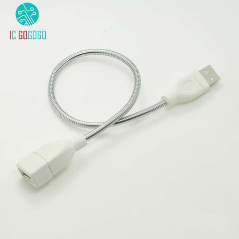 Cable de extensión USB de Metal Flexible de 28cm Cable de extensión de macho a hembra Cable de alimentación manguera de Metal Cable de tubo para USB bombilla de lámpara ► Foto 1/1