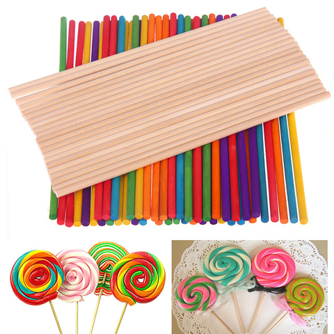 Piruleta de palo de madera de colores, 50/100 Uds., molde para paletas de azúcar y Chocolate, herramienta para helados, trabajo manual, artesanía para pasteles ► Foto 1/6