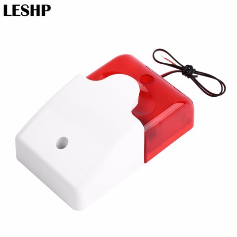 1 juegos Mini sirena estroboscópica con cable Durable 12V alarma estroboscópica de sonido intermitente luz roja sonido sirena de seguridad para el hogar sistema de alarma 115dB ► Foto 1/6