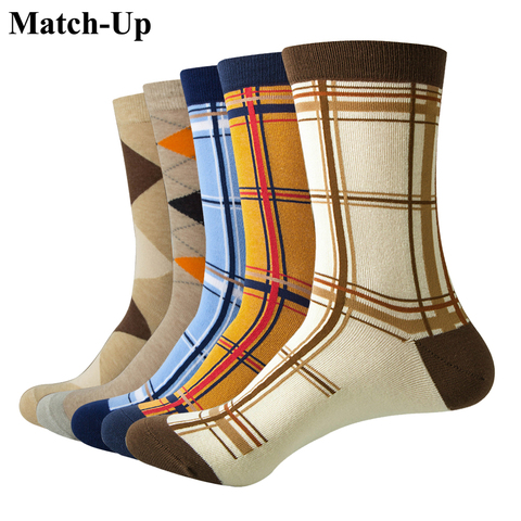 Match-Up-Calcetines informales para hombre, con el diseño Final, divertidos, de algodón, estilo de diseñador, gradiente, 5 par/lote ► Foto 1/6