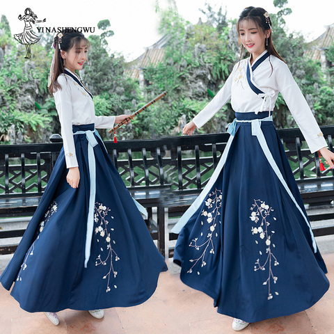 Hanfu-vestido de disfraz de Mulheres para mujer, falda de hada fresca y elegante, estilo chino ► Foto 1/6