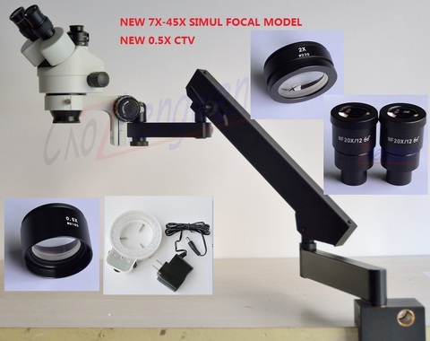FYSCOPE-microscopio FOCAL con ZOOM estéreo, con soporte articulado y 48 LED, 2X-180X ► Foto 1/5
