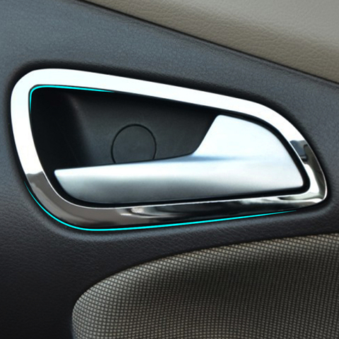 RIMIDI-Accesorios de coche para Ford Focus 3 MK3 2012 2013, puertas interiores de acero inoxidable, anillo de decoración con cierre manual, estilo de coche ► Foto 1/5