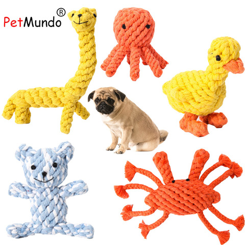 Juguetes de algodón para perros medianos y pequeños, cuerda de diseño de animales, juguete masticable para mascotas, entrenamiento de dentición ► Foto 1/6