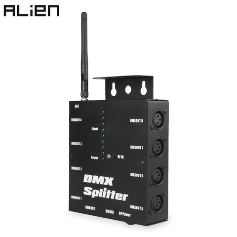 ALIEN-AMPLIFICADOR DMX 512 inalámbrico de 8 vías, divisor aislado de 3 pines con receptor transceptor inalámbrico DMX para DJ, luces de escenario y discotecas ► Foto 1/6