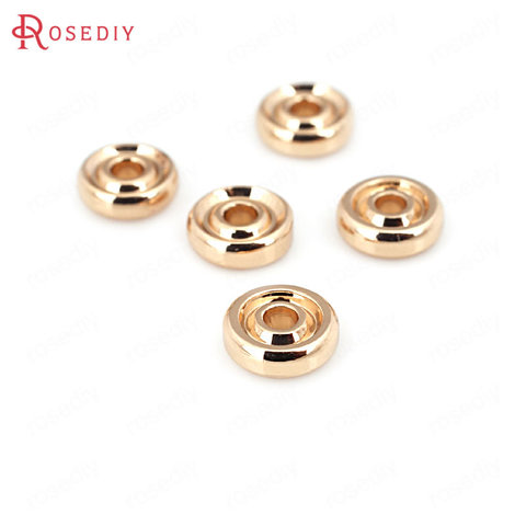 Cuentas espaciadoras para pulsera, accesorios de joyería de calidad alta, Color Champagne dorado, 6MM, 8MM, 12MM, 24K, 20 Uds. ► Foto 1/6