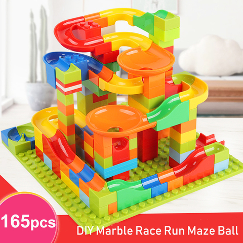 165/330 Uds 3D mármol de construcción carrera recorrido de laberinto de bolas de bloques de construcción ladrillos para niños ► Foto 1/6