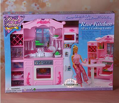 Kit de muebles de cocina para barbie, luces para armarios de cocina, muebles de comedor, juguetes para niñas, accesorios de la muñeca barbie ► Foto 1/2