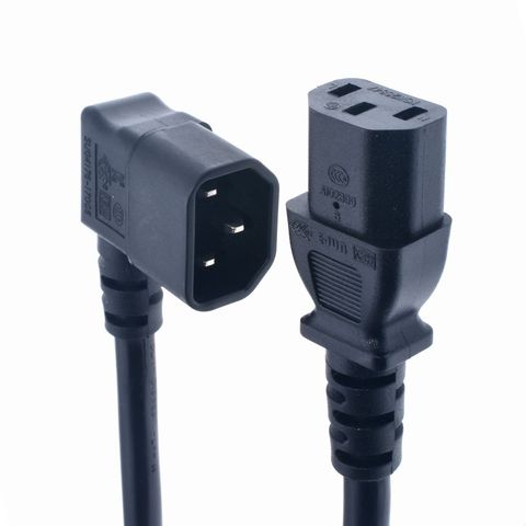 Ángulo izquierdo IEC 320 C14 macho a C13 Cable hembra, C14 en ángulo A C13 Cable de extensión de alimentación para PDU UPS, 50cm disponibles ► Foto 1/1