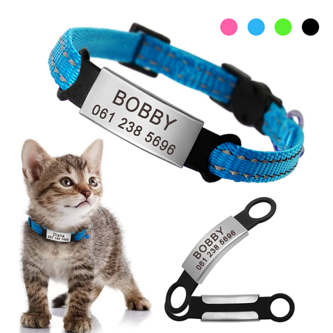 Collar de gato de liberación rápida seguridad personalizada cachorro gatito ID collares reflectantes Breakaway con campana para gatos pequeños ajustable XXS XS ► Foto 1/6