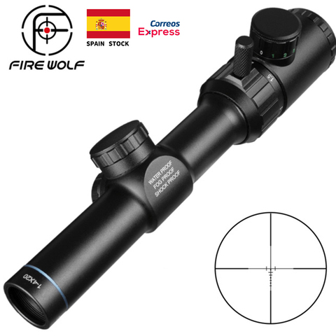 FIRE WOLF-Mira para rifle de aire iluminada, mirilla óptica de retícula para caza, color verde y rojo, 1-4x20 ► Foto 1/6