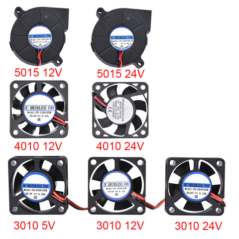 Piezas de impresora 3D, ventilador de refrigeración 3010/4010/5015, 5V/12V/24V, ventilador sin escobillas para V6 j-head Bowden, extrusora Reprap Turbo Fan ► Foto 1/6