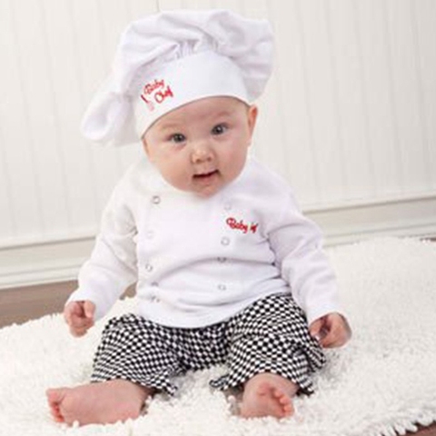 Mamelucos de bebé niño niña Halloween cocinero Chef disfraz Top + Pantalones + sombrero conjunto vestido de fiesta traje conjunto de ropa ► Foto 1/6