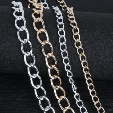 Collar de cadena trenzada de aluminio, cadena de rodio/dorado de 9x6mm, 15x10mm para fabricación de joyería, accesorios de Material DIY ► Foto 1/6