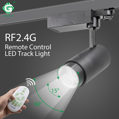 Luz de pista LED de 20W, reflectores para iluminación de techo con Control inalámbrico RF de 2,4G, brillo CCT regulable, Color cambiable con zoom ► Foto 1/1