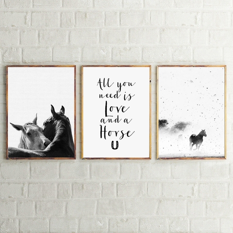 Producto artístico de caballo decoración lienzo impresiones y póster, blanco y negro Animal caballo lienzo nórdico impresión hogar Decoración de arte de la pared moderna ► Foto 1/6