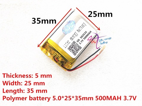 Envío Gratis 3,7 V batería de polímero de litio 052535 502535 MP4 MP5 DIY Regalos/juguetes 500MAH ► Foto 1/4