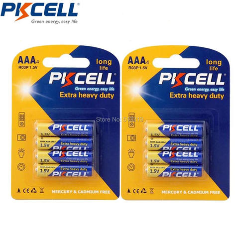 8 Uds PKCELL AAA batería 1,5 V seco primaria batería R03P AM4 UM-4 Medición de temperatura MeterHeavy deber 3A baterías ► Foto 1/6