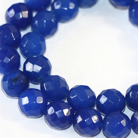 4 6 8mm 10mm 12mm facetado azul redondo piedras Jade piedra perlas de Calcedonia de moda regalos para fiesta de boda de la joyería de diy 15 pulgadas B11 ► Foto 1/6