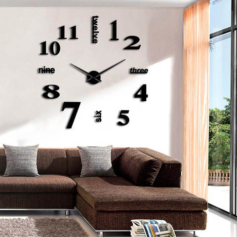 Reloj de pared grande 3D, reloj de pared con espejo grande, de superficie, Adhesivo de pared gigante sin marco ► Foto 1/1